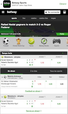 betway liste paris mobile