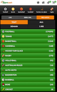 sportcash liste paris mobile direct