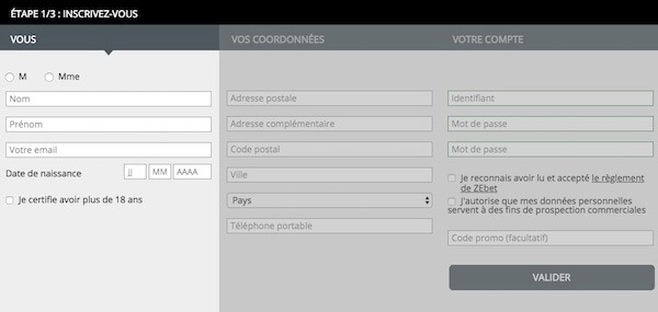 comment s'inscrire sur zebet