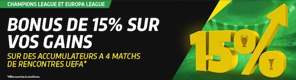 15% augmentation bonus premier bet europa league