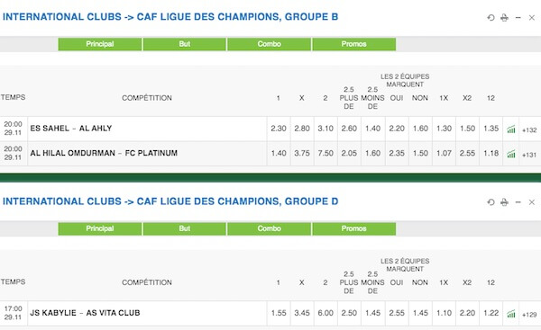 paris sportif caf ligue des champions 2019