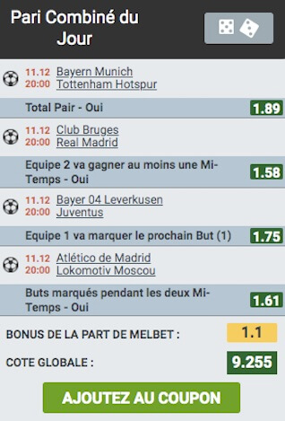 melbet champions league paris combiné