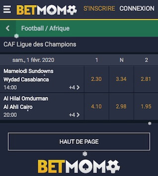 ligue des champions caf cotes