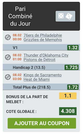 melbet combi nba matchs du jour