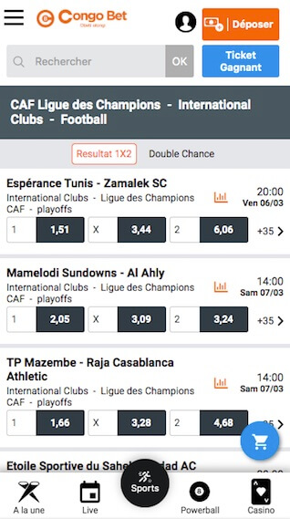 congo bet ligue des champions caf cotes