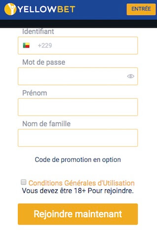 inscription en ligne yellow bet