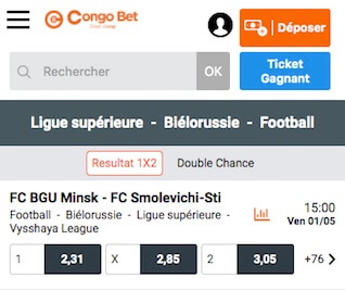 congo bet comparaison cote foot