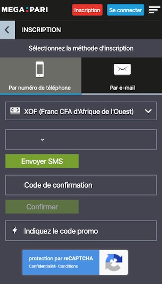 créer un compte sur megapari