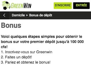 greenwin pari bonus de bienvenue