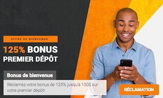 bonus 125% jusqu'à 100 euros greatodds