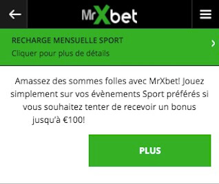 mrxbet recharge 100 euros football bonus