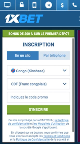 créer un compte sur 1xbet rdc