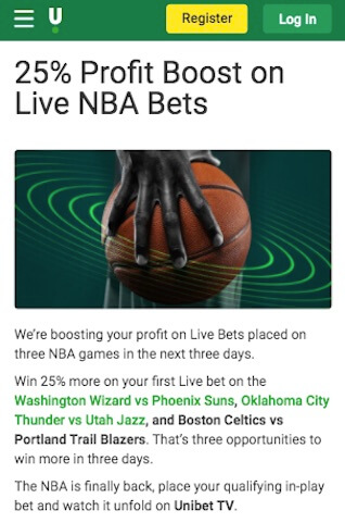 boost 25% live nba unibet