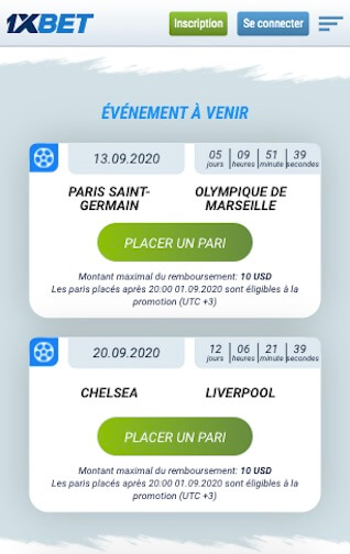 pari remboursé 1xbet psg om