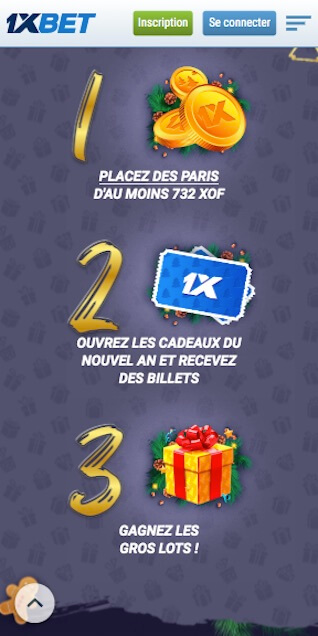 1xbet cadeau noel pari