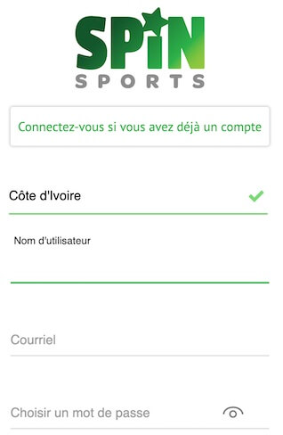 créer un compte spin sports