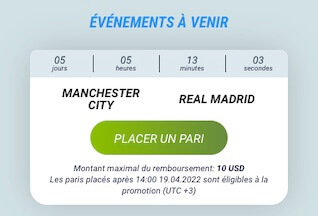 1xbet mise manchester city real madrid