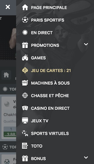 app menu mel bet